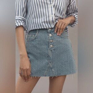 NWT Anthropologie Pilcro Sz 10 Jacquard Denim Mini Skirt